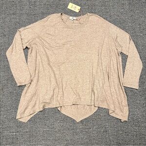 Comfort Chic Women's Taupe Long Sleeve Swing Top